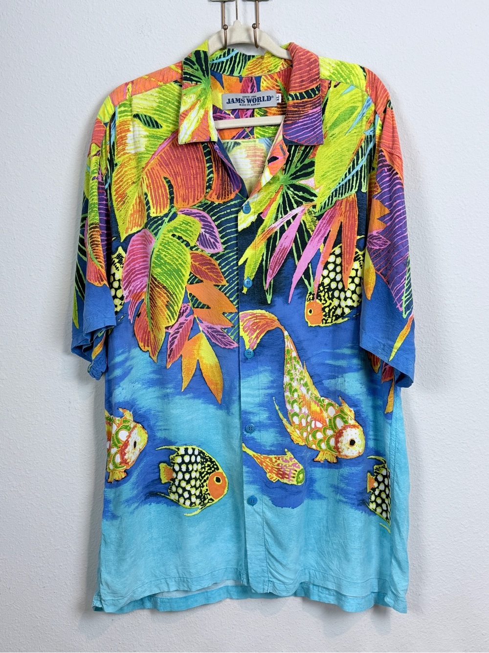 Jams World Retro Tropical Fish Hawaiian Short Sleeve Shirt XL